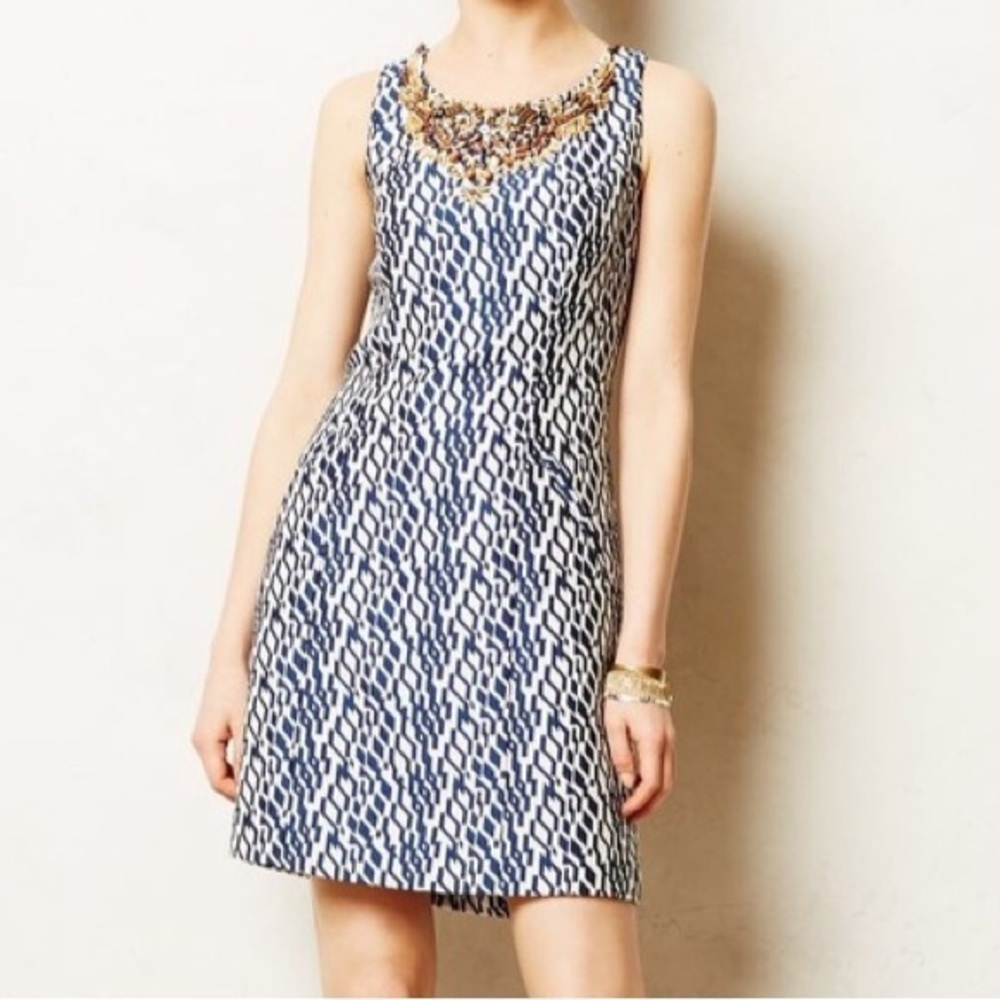 Anthropologie Moulinette Soeurs Mulberry Road Dress Wooden Bead Neckline